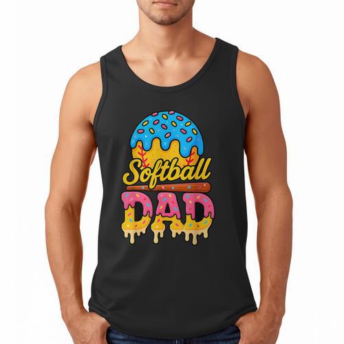 Retro Ice Cream Drip Softball Dad Game Day Dad Father's Day Men Tank Top - Father's Day Fun