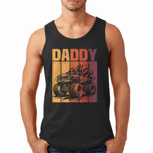Retro Monster Truck Daddy Matching Family Birthday Party Men Tank Top - Father's Day Fun