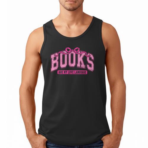Retro Pink Coquette Bow Valentine Book Lover Varsity Men Tank Top - Bookorys CA