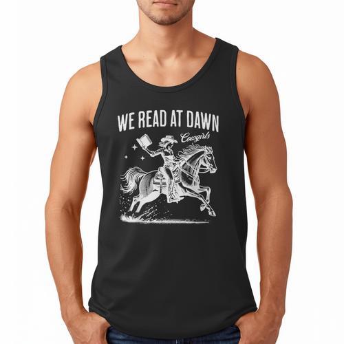 Retro We Read At Dawn Cowgirl Western Librarian Book Lover Men Tank Top - Bookorys CA