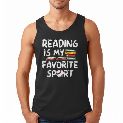 Retro Reading Is My Favorite Sport Baseball World Book Day Men Tank Top - Bookorys UK