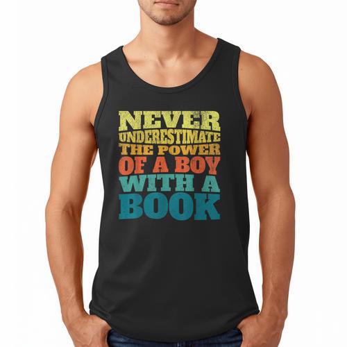 Retro Never Underestimate The Power Of a Boy With a Book Men Tank Top - Bookorys