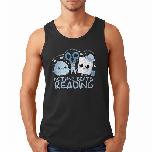 Rock Paper Scissors Nothing Beats Reading Book Lover Men Tank Top - Bookorys