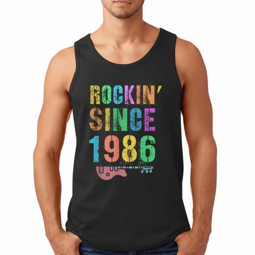 Rockin' Since 1986 Vintage Rockstar 40th Birthday Mom Dad 40 Men Tank Top - Father's Day Fun