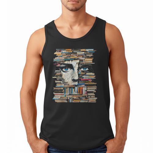 RtY Book Man Graphic Eyes Colorful Art Small Men Tank Top - Bookorys