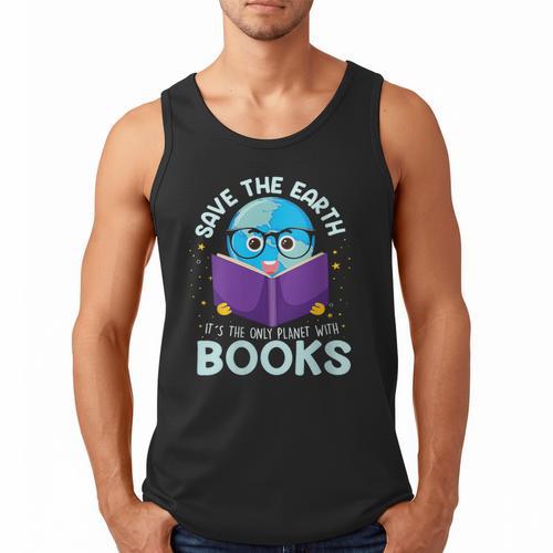 Save Earth It´s Only Planet With Books Reader Earth Day Men Tank Top - Bookorys