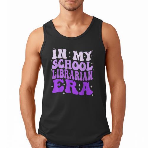In My School Librarian Era Groovy Back To School Book Lover Men Tank Top - Bookorys DE