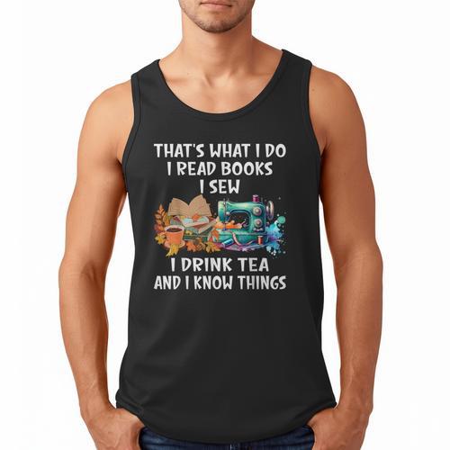 Sewing Reading Books Drinking Tea Sew Sewist Men Tank Top - Bookorys