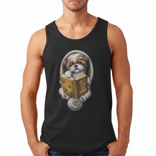 Shih Tzu Book How To Train Your Human Funny Dog Motif Men Tank Top - Bookorys UK