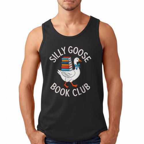 Silly Goose Book Club Reading Lover Men Tank Top - Bookorys