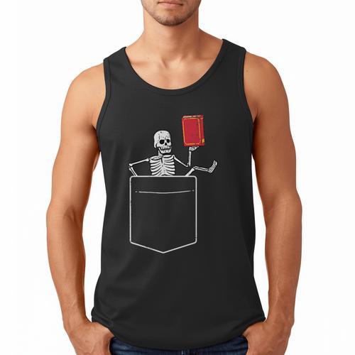 Skeleton Books Read Book Reading Librarian Across America Men Tank Top - Bookorys