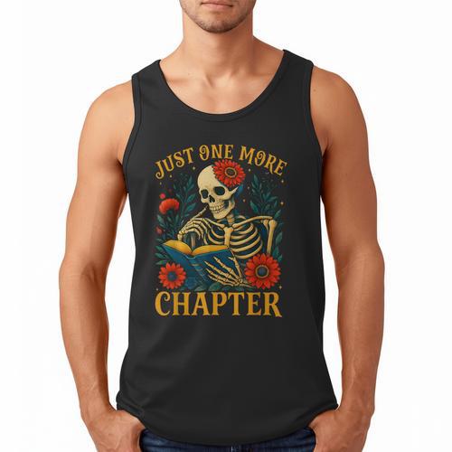 Skeleton Read Book Just One More Chapter Floral Book Lover Men Tank Top - Bookorys