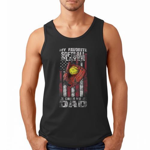 Softball Dad My Favorite Softball Player Calls Me Dad Men Tank Top - Father's Day Fun