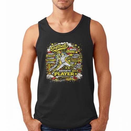 Softball Pitcher Best Traits Brave Retro Pop Comic Book Art Men Tank Top - Bookorys