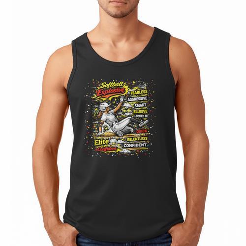 Softball Slider Pop Comic Book Art Best Traits Fast Elite Men Tank Top - Bookorys