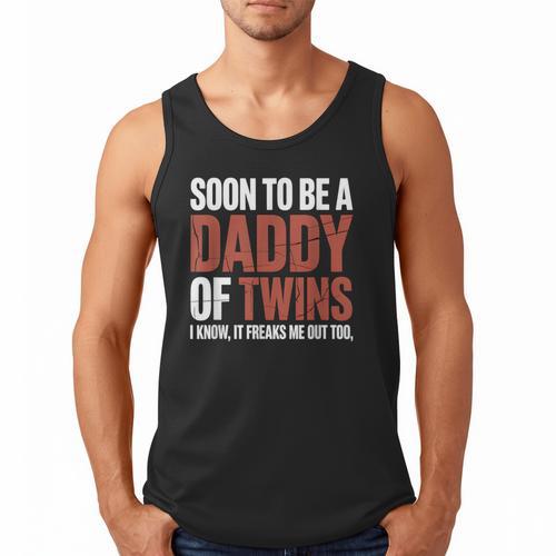 Soon To Be Dad Twins Fatherhood Pregnancy Announcement New D Men Tank Top - Father's Day Fun