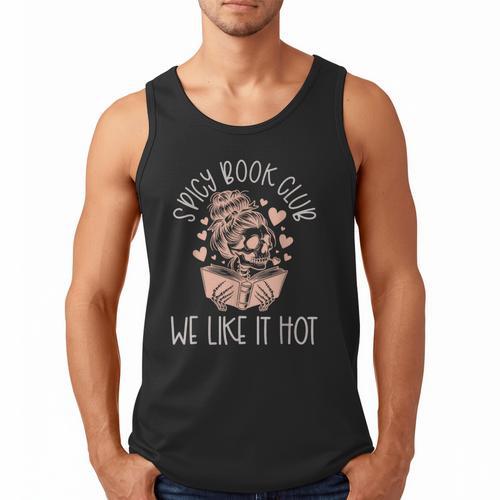 Spicy Book Club Dark Romance Reader Spicy Bookish Skeleton Men Tank Top - Bookorys
