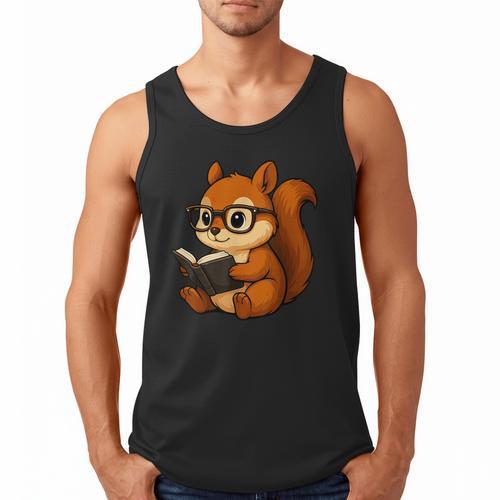 Squirrel Reading Book Lover Men Tank Top - Bookorys