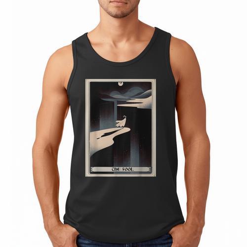 Tarot Cards Guide Book Esoteric Mysticism Clothing The Fool Tarot Card -Adults & Kids Small Short Sleeve Crew Neck Classic Fit Men Tank Top - Bookorys