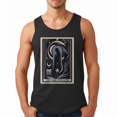 Tarot Cards Guide Book Esoteric Mysticism Clothing The High Priestess -Adults Small Classic Fit Short Sleeve Men Tank Top - Bookorys