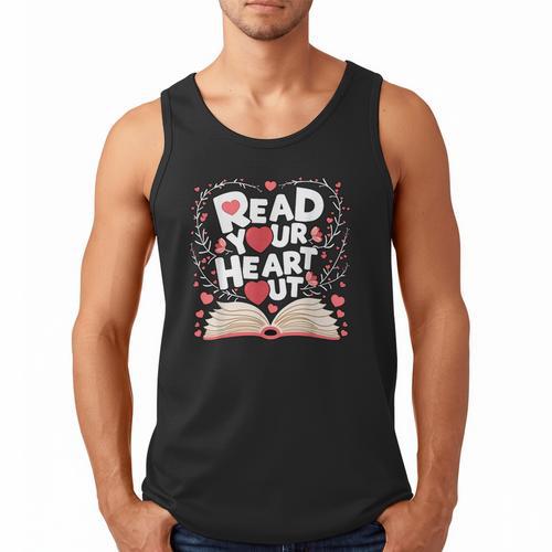 Teach Inspire Grow Everyday Read Your Heart Out Valentine Book-Themed Small Men Tank Top - Bookorys