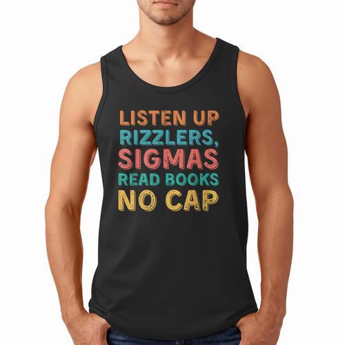 Teacher English Read Books Listen Up Rizzlers Men Tank Top - Bookorys UK