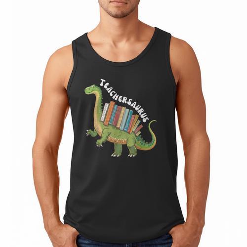 Teachersaurus Dinosaur Teachers Dino Reading Book Librarian Men Tank Top - Bookorys