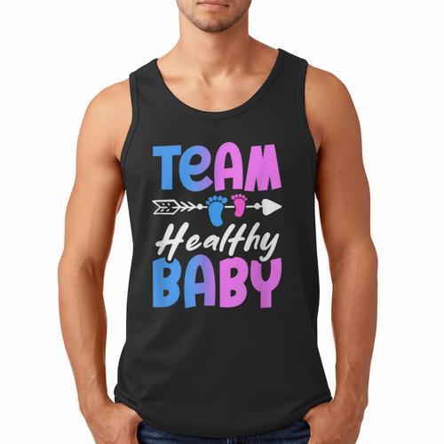 Team Healthy Baby Gender Reveal Pregnancy Mom Dad Men Tank Top - Father's Day Fun
