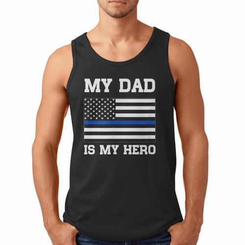 Thin Blue Line My Dad Is My Hero Son Daughter Of Cop Men Tank Top - Father's Day Fun