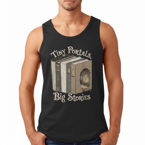 Tiny Portals Big Stories Book Nook Fantasy Gateway Men Tank Top - Bookorys UK