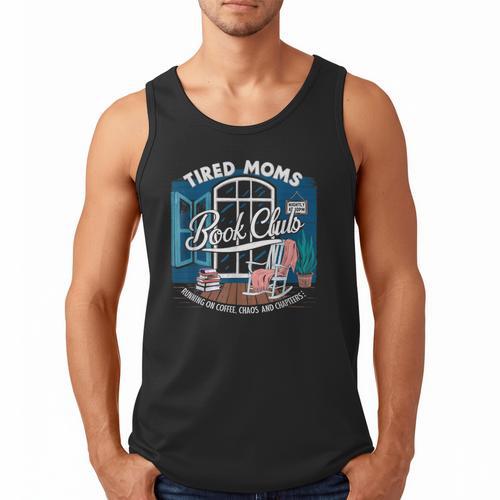 Tired Moms Book Club Coffee Chaos And Chapters Graphic Men Tank Top - Bookorys CA
