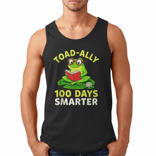 Toad-Ally 100 Days Smarter Frog Reading Book 100 School Day Men Tank Top - Bookorys