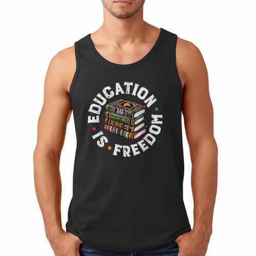 History Education Is Freedom Books Teach Black History Men Tank Top - Bookorys CA