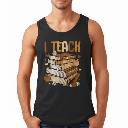 History Month I Teach Melanin Book Black Teacher Men Tank Top - Bookorys