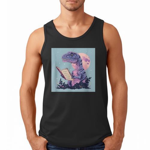 Trex Reading Book Dinosaur Men Tank Top - Bookorys