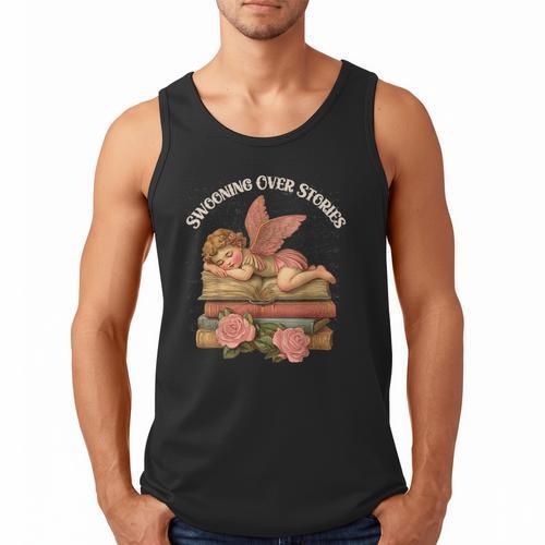Valentine's Swooning Over Stories Cupid And Book Lover Tee Men Tank Top - Bookorys AU