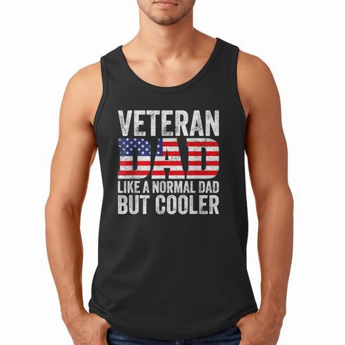 Veteran Dad Like A Normal Dad But Cooler American Flag Men Tank Top - Father's Day Fun