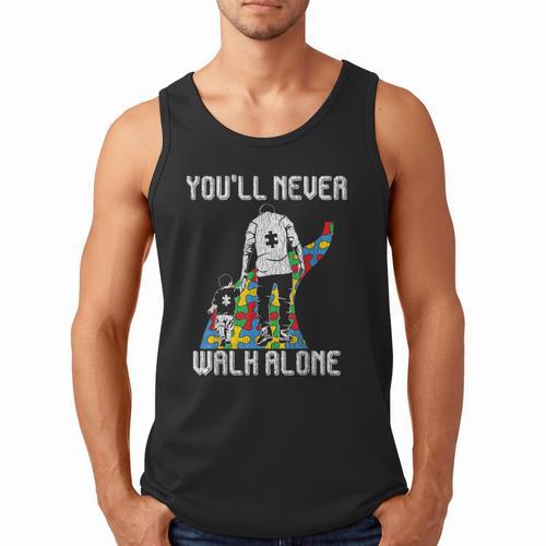 Vintage Father Son Family Autistic Kids Autism Awareness Dad Men Tank Top - Father's Day Fun