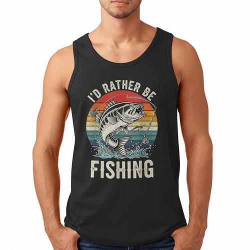 Vintage I'd Rather Be Fishing Graphic Bass Dad Boy Men Men Tank Top - Father's Day Fun