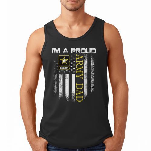 Vintage I'm A Proud Army Dad With American Flag Men Tank Top - Father's Day Fun