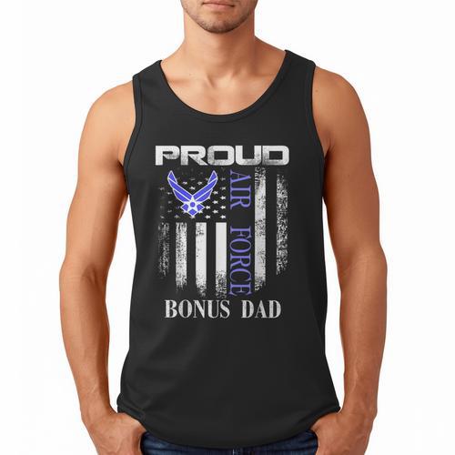 Vintage Proud Air Force Bonus Dad With American Flag Men Tank Top - Father's Day Fun