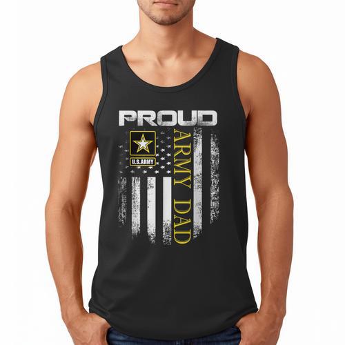 Vintage Proud Army Dad With American Flag Men Tank Top - Father's Day Fun