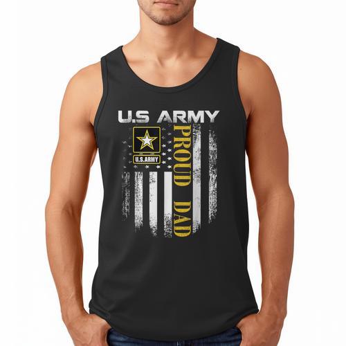 Vintage US Army Proud Dad With American Flag Men Tank Top - Father's Day Fun