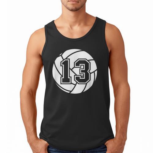 Volleyball Player 13 Volleyball Mom Dad Jersey Number 13 Men Tank Top - Father's Day Fun