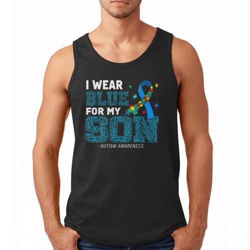 I Wear Blue For My Son Autism Awareness Mom Dad Parents Men Tank Top - Father's Day Fun