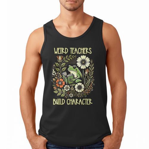 Weird Teachers Build Character Frog Reading Book Librarian Men Tank Top - Bookorys