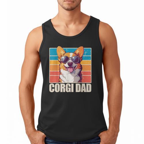 Welsh Corgi Pembroke Dog Corgi Dad -Adults Small Classic Fit Short Sleeve Cotton Polyester Blend Men Tank Top - Father's Day Fun