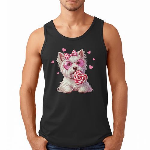 Westie Dog Valentines Day Dog Mom Westie Dad Candy Sucker For Men Women Girls Kids Men Tank Top - Father's Day Fun