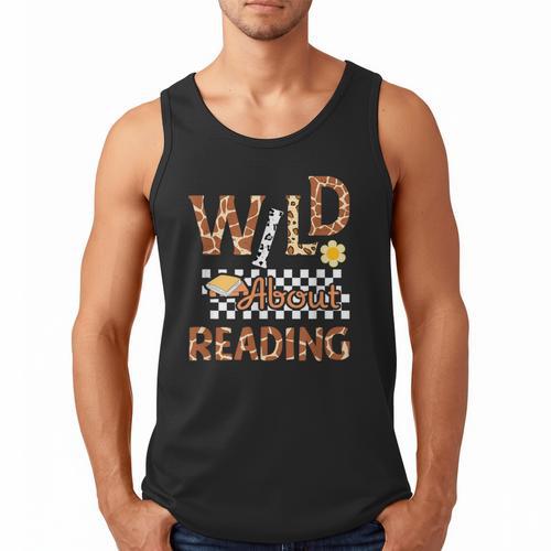 Wild About Reading Teacher Reading Books Back To School Men Tank Top - Bookorys