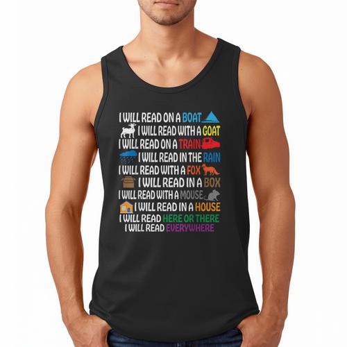 I Will Read Books On A Boat & Everywhere Reading Kids Book Men Tank Top - Bookorys